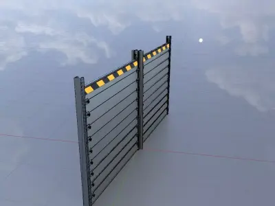 Aluminum flood protection wall 2m x 4m Low-poly 3D model