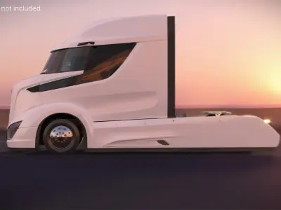  Streamlined Semi Truck White Rigged for Cinema 4D 