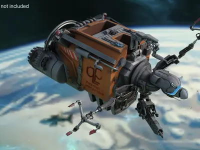  Futuristic Spacecraft with Mechanical Arms Rigged for Maya 