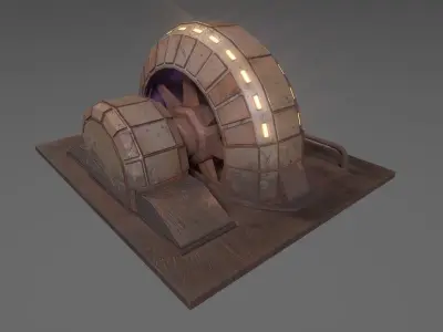 Rusty stylized rotating sci-fi generator Low-poly 3D model