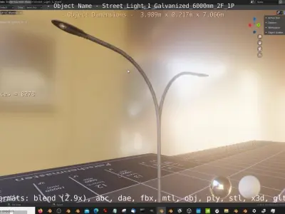 Street Light 1 Galvanized 6000mm 2F 1P Low-poly 3D model