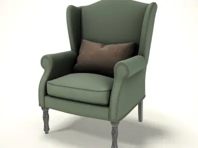 wingback chair fhouse 005 Low-poly 3D model