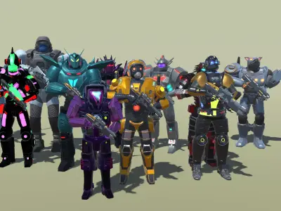 Sci-Fi Warrior Bots Low-poly 3D model