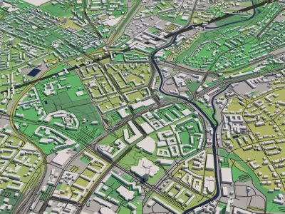 Chemnitz Germany 30x30km 3D City Map 3D model