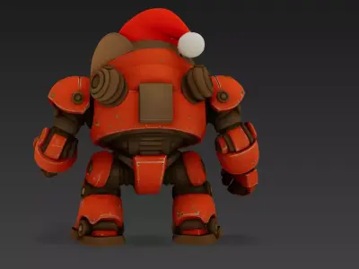 Santa Mech Pilot Cute Sci-Fi Christmas Mecha Character 3D Model Low-poly 3D model
