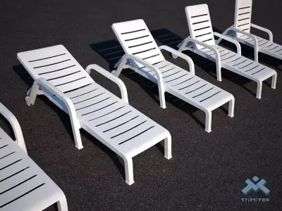 Poolside Chaise Lounge Chair set Low-poly 3D model