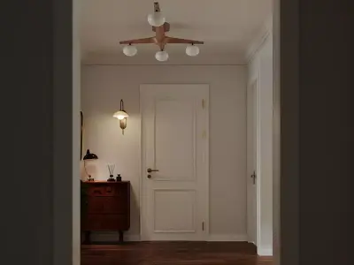 Living Room and Kitchen with Dinning Set Low-poly-125 Low-poly 3D model