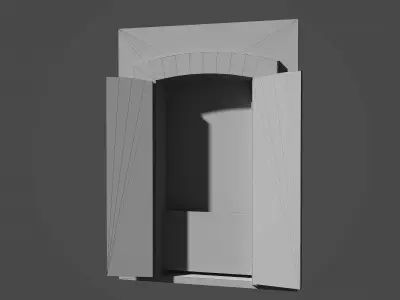 Modular french window Low-poly 3D model