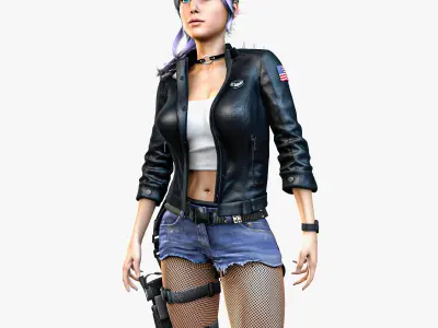  Cyberpunk Girl Sci-fi Female Character Eve Low-poly 3D model