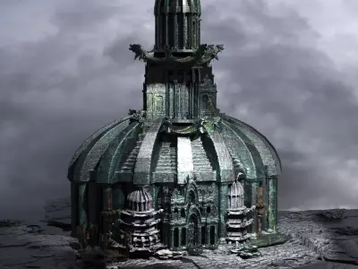 French Halloween crystal mansion tower 3D model