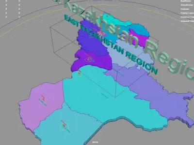 East Kazakhstan Region  Kazakhstan map region geography 3D model