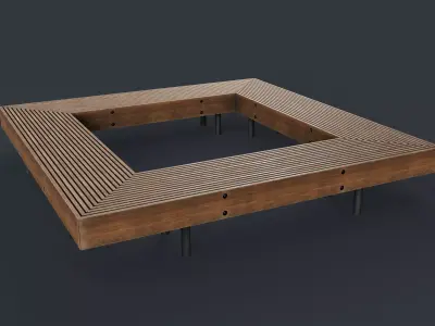 Modern Outdoor Bench 58 PBR Game Ready  Low-poly 3D model