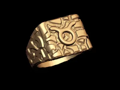 Taurus Horoscope Zodiac Nugget Ring  3D print model