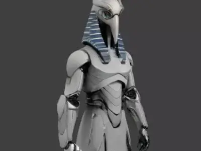 Futuristic Anubis Cyborg Robot Sci-Fi Egyptian God Mech Low-poly 3D model