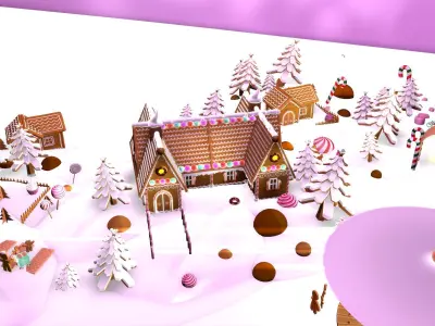 Gingerbread Village V2 Double house 3D model