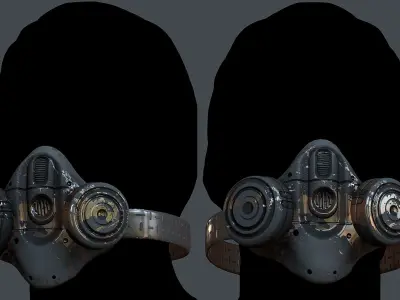 Gas mask helmet 3d model scifi Low-poly  Low-poly 3D model