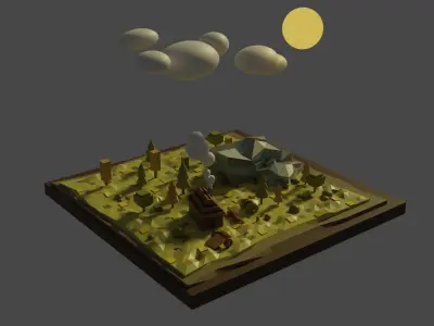 House in the forest ready to game low poly Low-poly 3D model