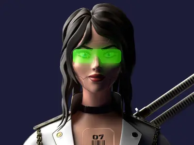 Cyber Girl Low-poly 3D model