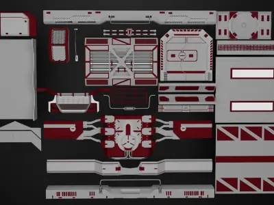 25 SCI-FI ENVIROMENT PANEL KITBASH 3D model