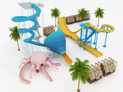 Amusement park Low-poly 3D model