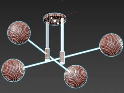 fidel-pl4-black three light fixtures with brass and balls 3D model