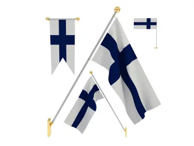 Flags of Finland 3D model