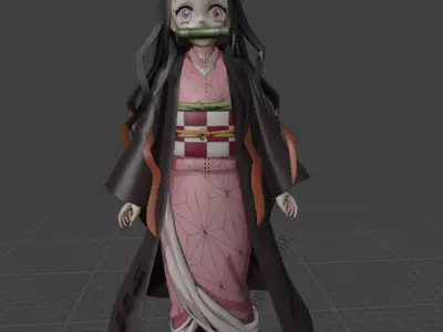 Low Poly anime Nezuko with textures Texture