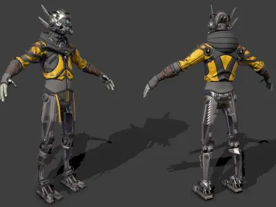 Cyborg apocalypse armor Low-poly 3D model