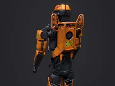 Elysium Droid Orange Skin - Factory Robot Low-poly 3D model