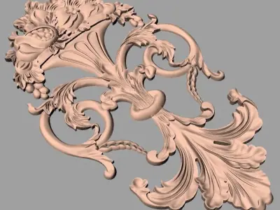 European style flower 3D relief STL Model for cnc engraving E071 3D model