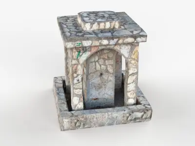Public Park Fountain Scan Low-poly 3D model