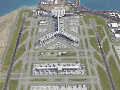 Hong Kong - International Airport - HKG Low-poly 3D model