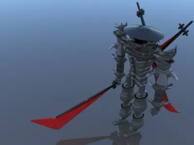  Samurai Robot Cyborg SciFi Game Character 3D model