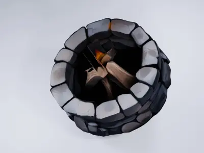 Low Poly Fire Pit - Stylized Outdoor Scene Prop Free 3D model