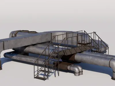 Rooftop Stairs 02 Low-poly 3D model