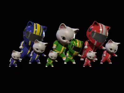 Cats2Pack2 Low-poly 3D model