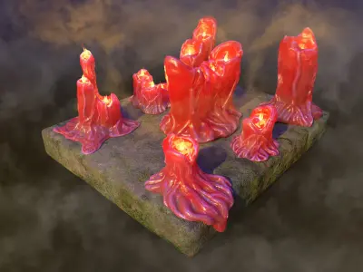 Set of candles Low-poly 3D model