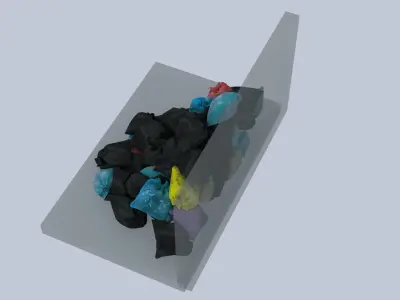 Textured Garbage Bags Pile in a wall 3D model