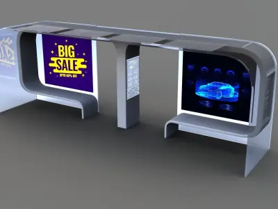 Bus Stop Low-poly 3D model