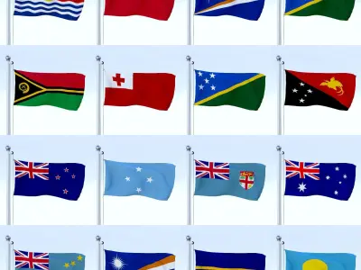 All 196 Flag Pack Low-poly 3D model