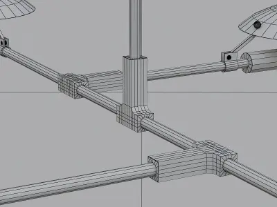 Aventura three - light brass ceiling fixture 3D model