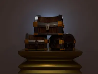 low-poly old chest Free low-poly 3D model