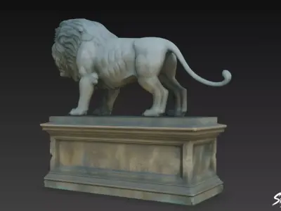 Lion Statue V45 Low-poly 3D model