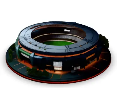 Realistic 3D Football Stadium Night Scene Low-poly 3D model