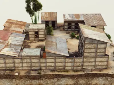 Village Houses Low-poly 3D model