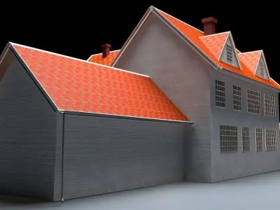 North American Type Garden State House Low-poly 3D model