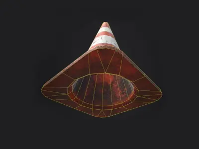 Traffic cone Low-poly 3D model