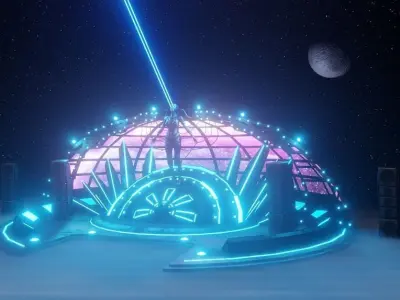 Stage of the immense Low-poly 3D model