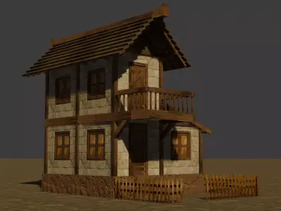 Medieval house nine 14 Low-poly 3D model