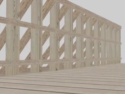 Wooden Bridge Low-poly 3D model 3
